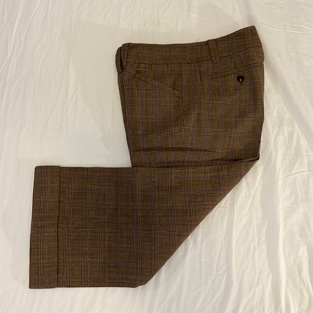 CLUB MONACO Brown Plaid Cropped Trousers